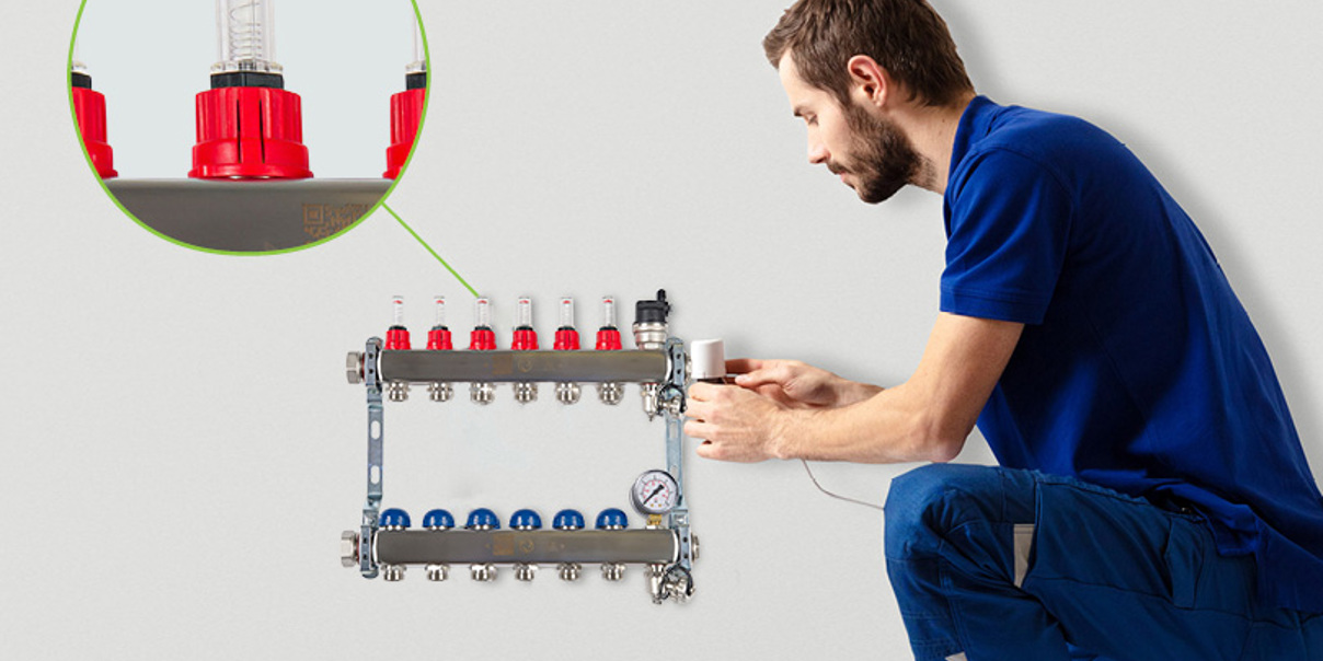 Myson Floortec Manifold with close up valve