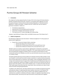 Purmo Group UK Pension Scheme Chairman's Statement